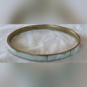 Gold and White Bangle Bracelet